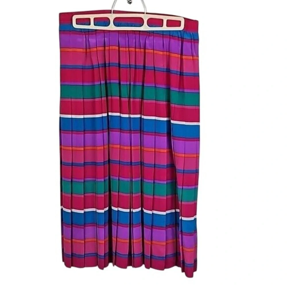 Vintage Anne Crimmins‎ for UMI Hot Pink Bold Stripes Jacket Skirt Suit Size 8